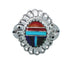 Southwestern Manmade Multicolor Inlay Sterling Silver Ring Size 8-1/4 JX130344
